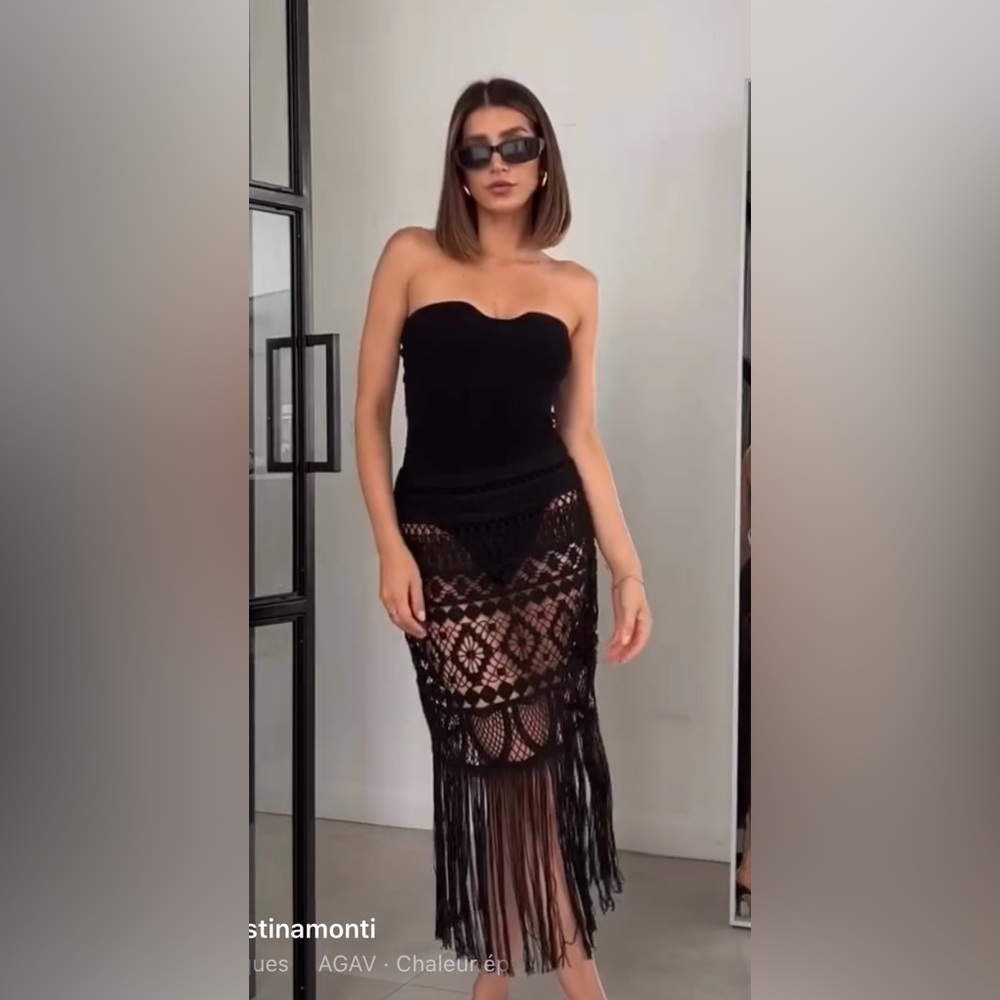 H&M Black Lace Crochet Skirt